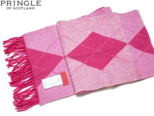 ☆最終価格~■PRINGLE/プリングル■暖か!アーガイル ウールマフラー(スコットランド製)拍卖