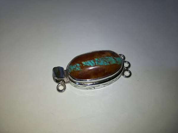 シルバー925 ターコイズ/スクラプ/キングマン/ボーダーデザイン拍卖