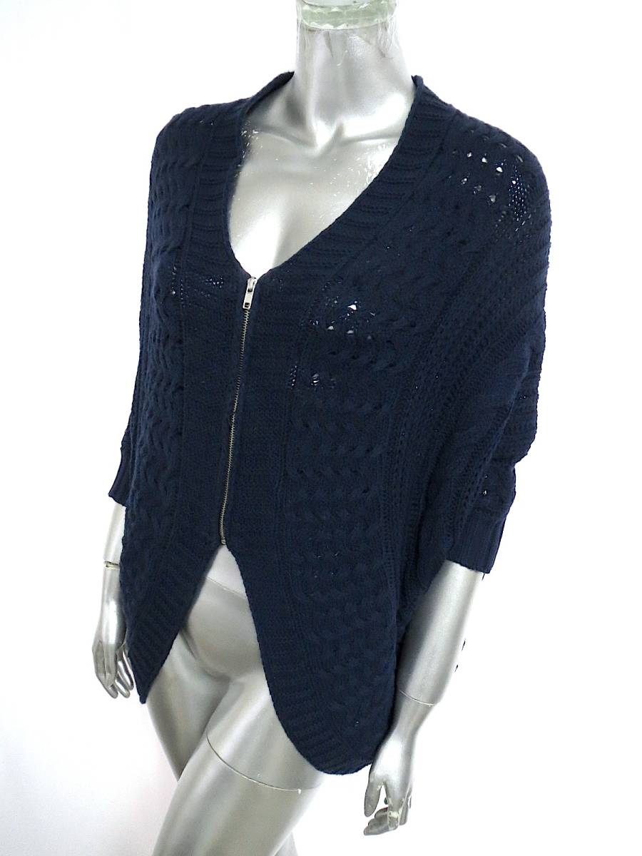 二点以上で送料無料!A020 AS KNOW AS de base アズノウアズ♪♪ 紺のニット カーディガン レディース ネイビー トップス セーター拍卖