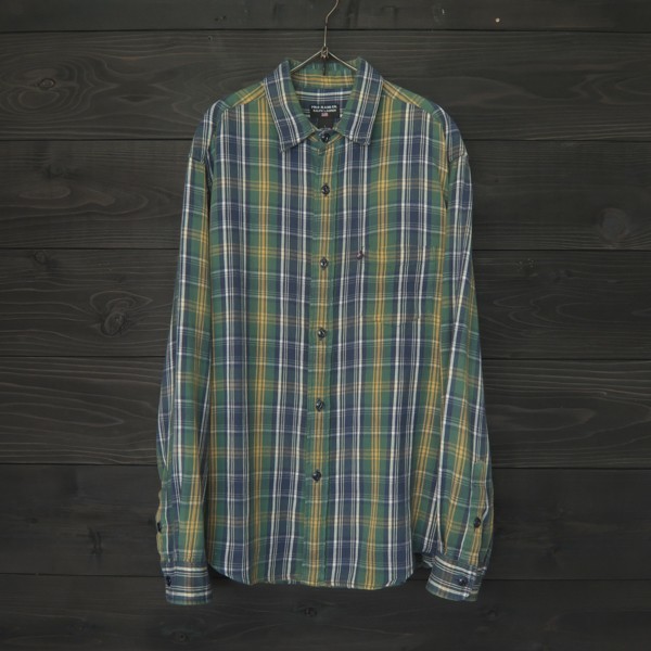 ★POLO JEANS★ポロジーンズ★ネルチェックシャツ★グリーン×ネイビー★L拍卖