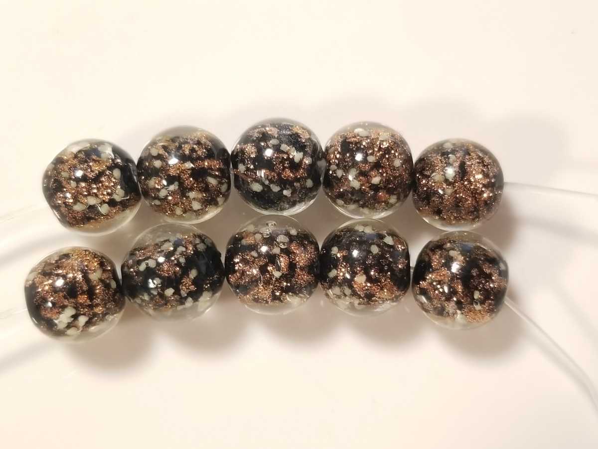 ガラスビーズ アクセサリーパーツ 黒色 蓄光 12ミリ拍卖
