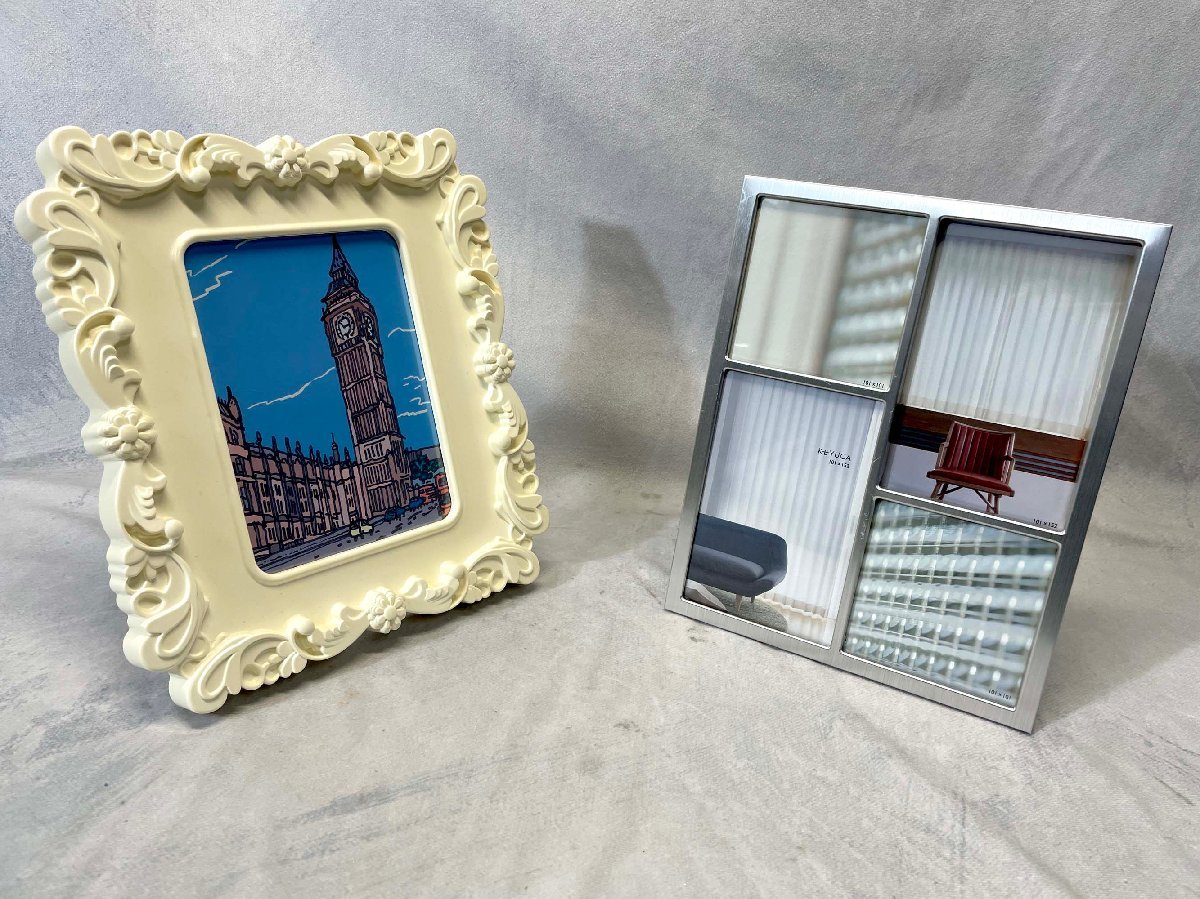 【福岡】W237フォトフレーム 2枚セット◆白W237 H270 D30◆銀W203 H255 D20◆モデルR展示品◆TS5525_Ts拍卖