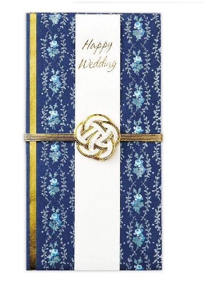 【即決】▽寿 のし袋▽ ホールマーク 祝儀袋 スリムタイプ ネイビー ローズ 結婚祝 Wedding ウエディング 中包み入 短冊付 / EMA-832-018拍卖