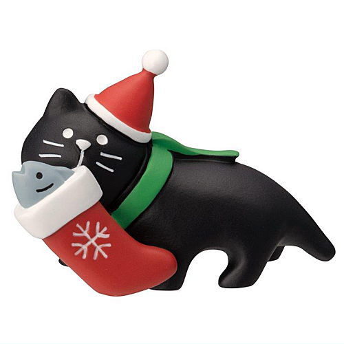 @【即決】◆クリスマス オブジェ『靴下運び黒猫』◆マスコット 置物 X'mas かわいい インテリア // ZXS-35006X*拍卖