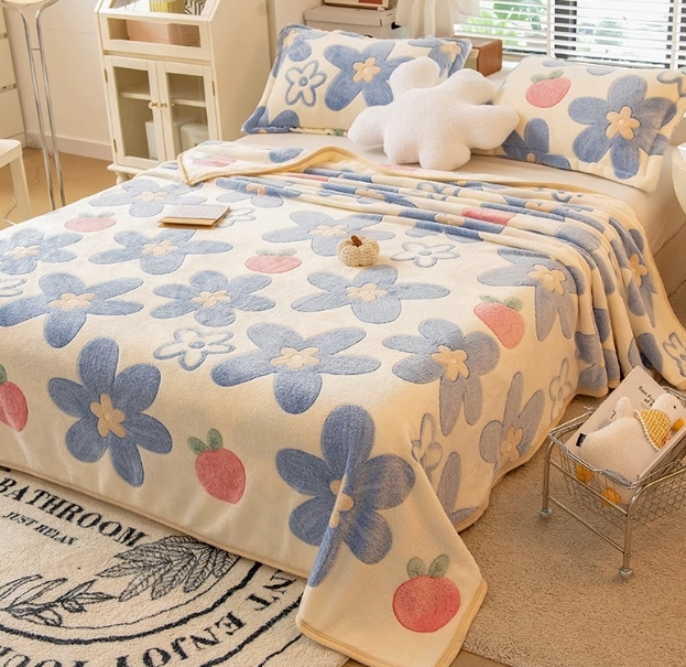 200*230cm 花柄 ベッドシーツ 寝具 ベッド用 柔らか 厚手 モコモコ 冬 暖かいシーツ ふわふわ 防寒 可愛い 毛布 K308拍卖