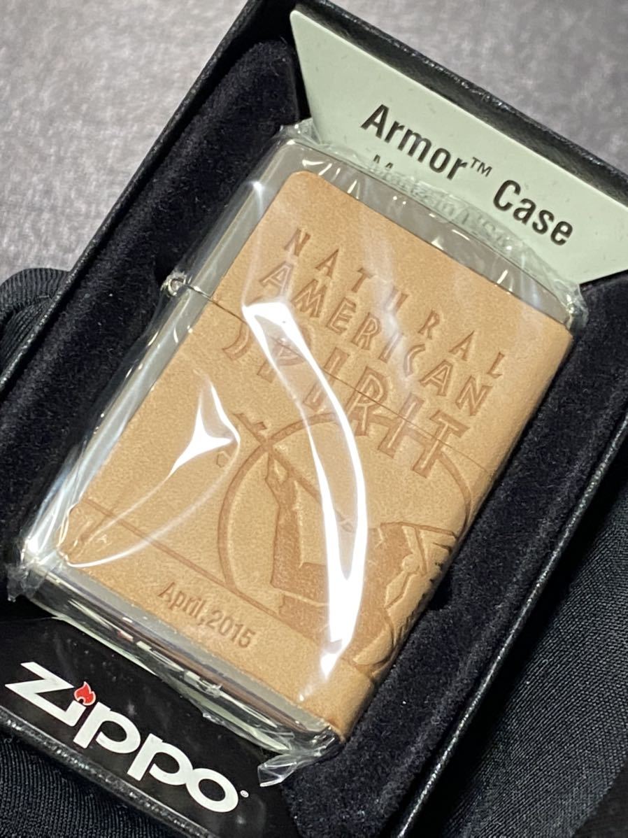 zippo アメリカンスピリット アーマー 3連続 本革巻き 限定品 特殊加工 希少モデル 2014年製 シリアルナンバー NO.336 ケース 保証書付き拍卖