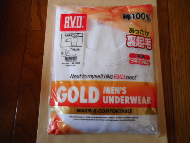 ☆新品 B.V.D. 長袖丸首Tシャツ LL(裏起毛)保温 ☆拍卖