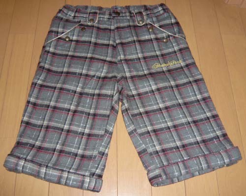 ハーフパンツ★秋冬もの◆グレー◆チェック柄【ユーズド】アジャスター付き・調節可能☆160 ◆送料185円◆拍卖