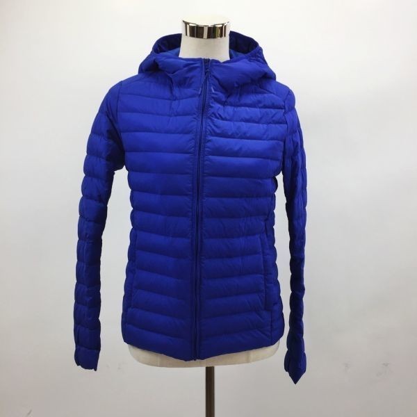 UNIQLO/ユニクロ ライトダウンジャケット フード付き パーカー ブルー 青 サイズM レディース アウトドアキャンプ拍卖
