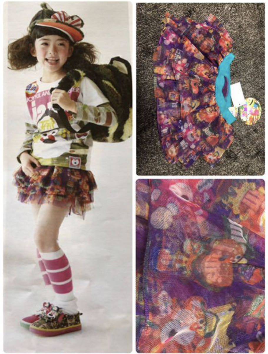 新品JAMフワフワヒメチュールフリルスカート130 クマテンチョー総柄ガーリー チュチュミニスカート 女の子 キッズ 子供服拍卖