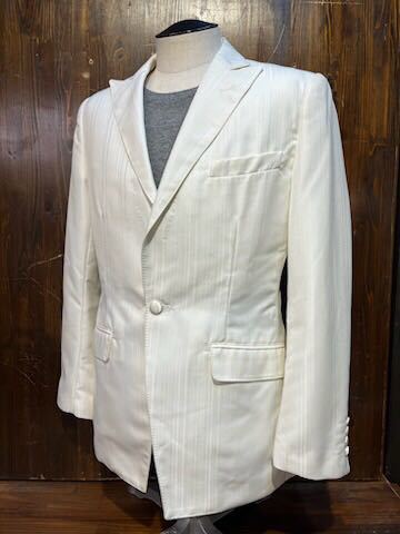 L041 メンズ ジャケット SCHLUSSEL シュリセル ホワイト 白 テーラード ストライプ 柄 1B 1釦 / L (8)拍卖