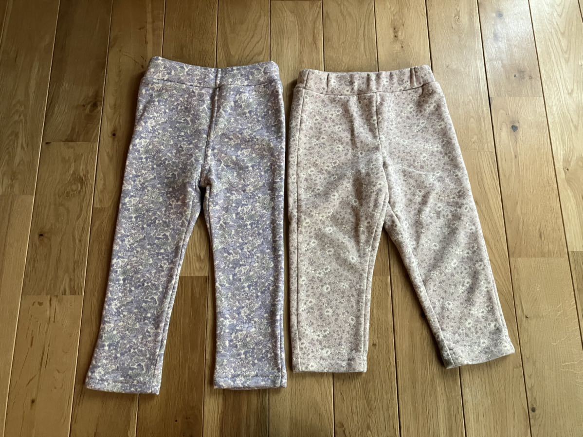 新品あり 女の子 ベビー 裏起毛 小花柄 ズボン セット 90センチ拍卖