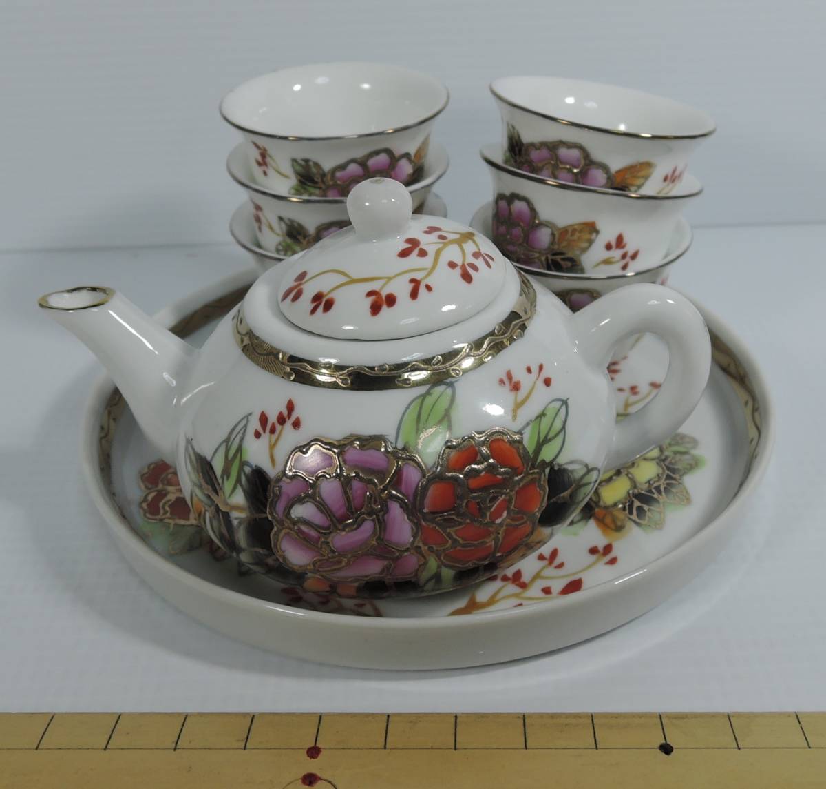 ☆R01■花開富貴 ミニ 茶器セット■未使用拍卖