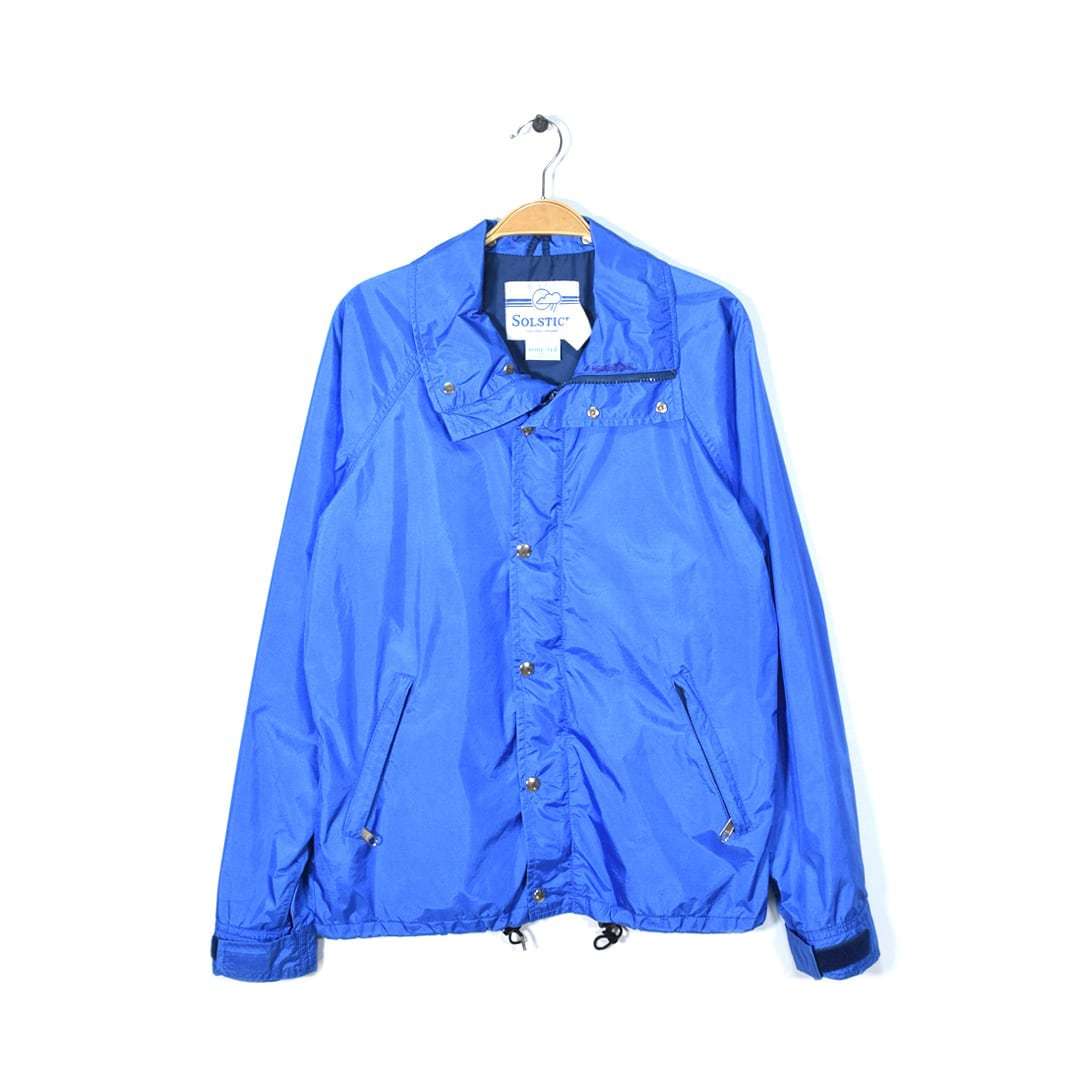 【送料無料】80s SOLSTICE アウトドア ゴアテックス ナイロンジャケット マウンテンJKT ライトブルー メンズS 古着 @DD0328拍卖