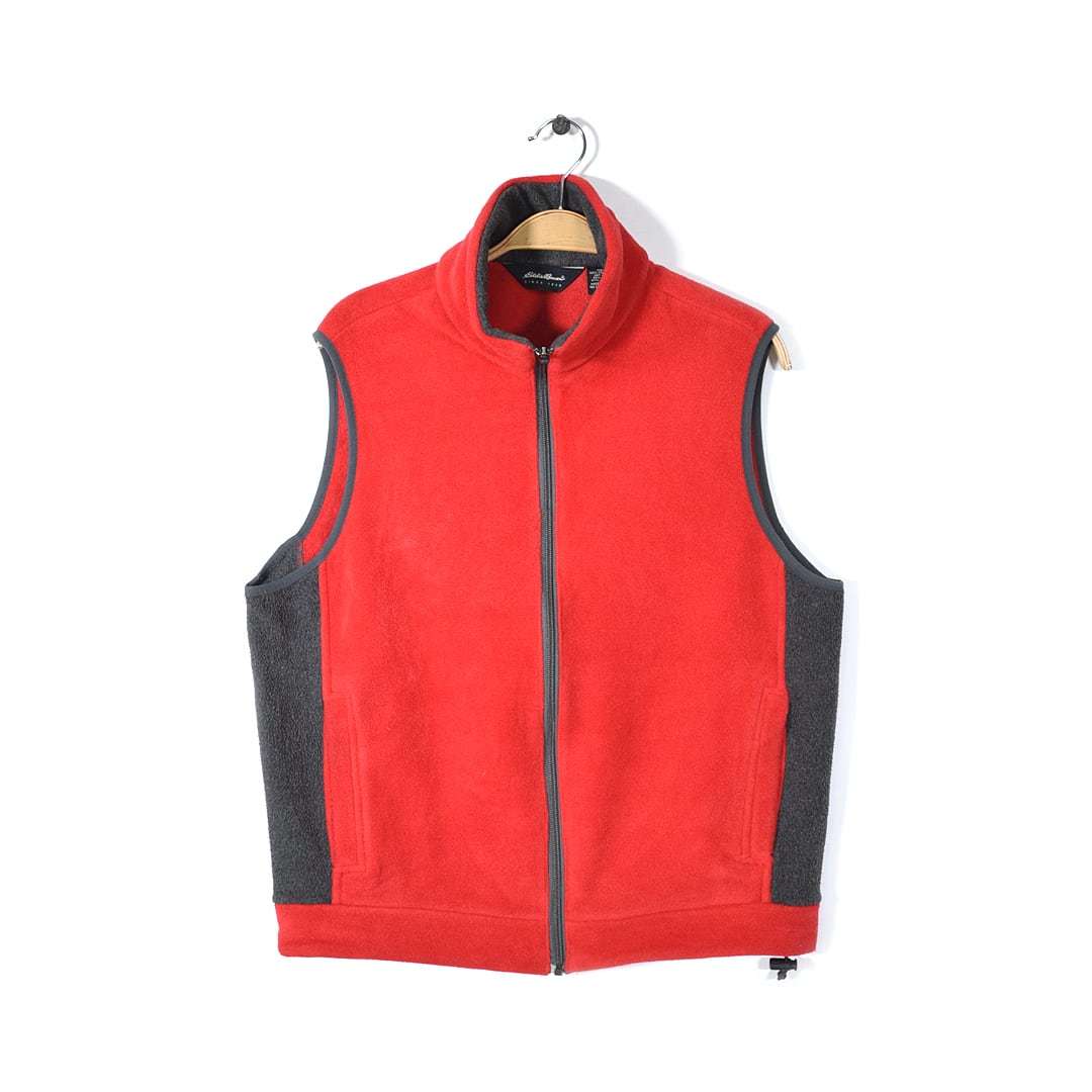 【送料無料】エディーバウアー アウトドア フリースベスト 赤灰 EDDIE BAUER サイズS アメカジ 古着 @CJ0086拍卖