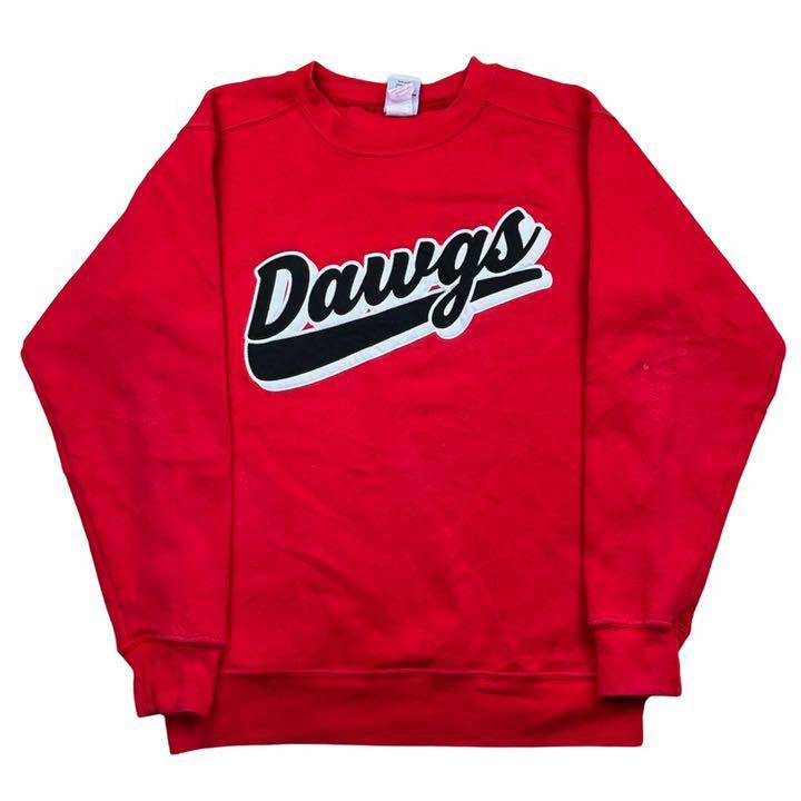 古着 スウェット トレーナー デカロゴ ワッペン ゲームロゴ ゆるだぼ アメカジ レッド 赤拍卖