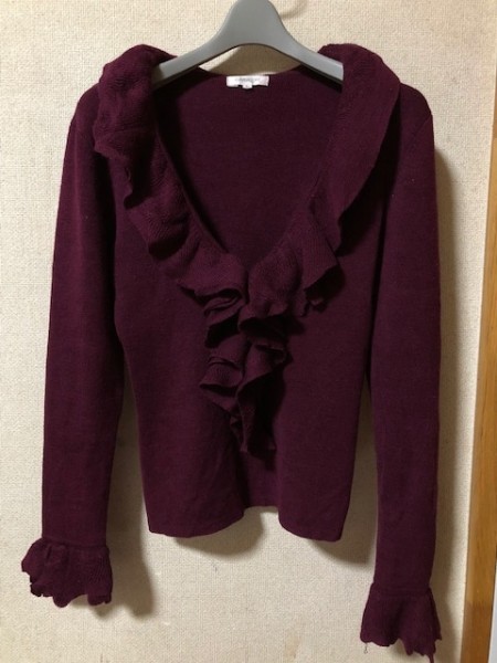 CARAIERE クロスプラス ふりふりセーター シルク混 L 【美品】拍卖