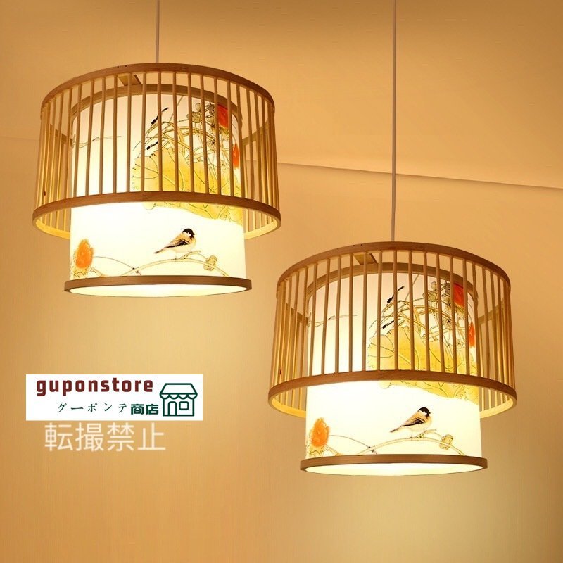 竹製シャンデリア ライト トレロランプ シャンデリア 天然素材製 レストラン ベッドルーム用シャンデリア拍卖