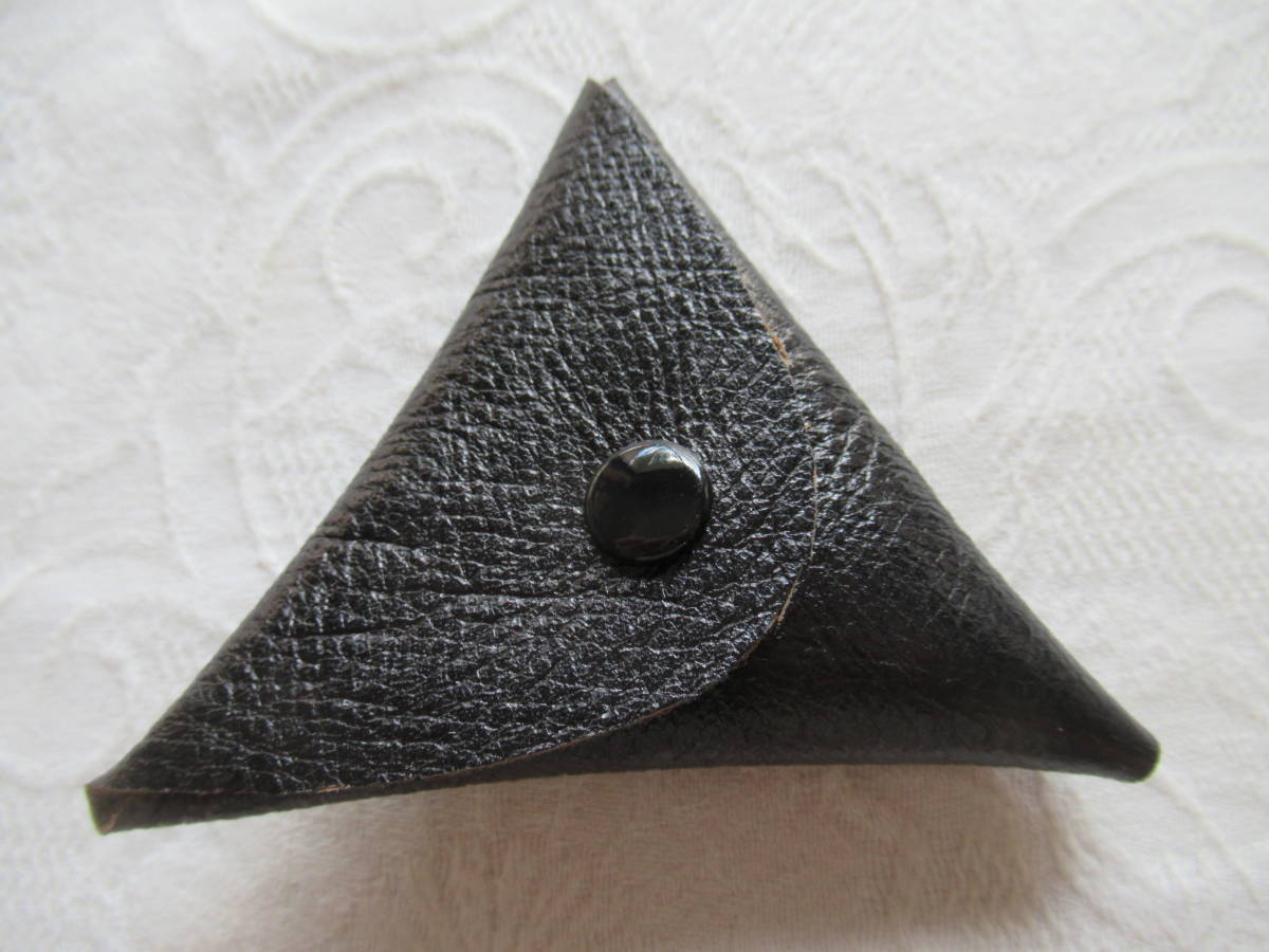 手作り 本革製三角財布 コインケース 小銭入れ 黒拍卖