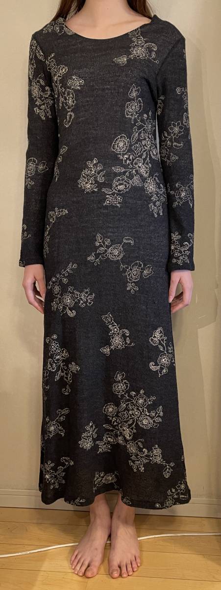 ★新保管品 Y's 花の線画ニットロングワンピース/ワイズ ヨウジヤマモト拍卖