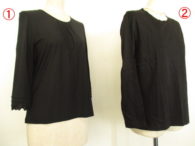 【新品・タグ付!】★レディースカットソー2点セット★①NF/七分袖 ②lake moraine/長袖 黒系/Mサイズ拍卖