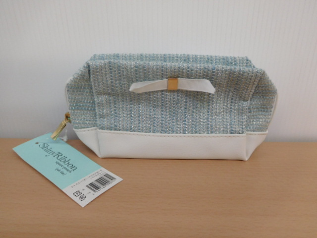【タグ付き!】★シャイニーリボン/ShinyRibbon★スクエアポーチ ペールブルー色/株式会社京都大和/小物入れ拍卖