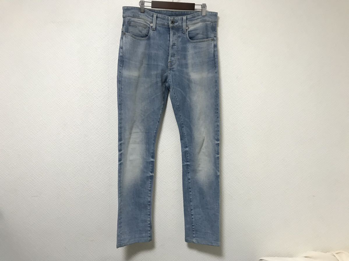 本物ジースターロウGSTARRAWコットンダメージ加工デニムパンツサーフアメカジミリタリービジネススーツメンズ30M青ブルーインド製拍卖