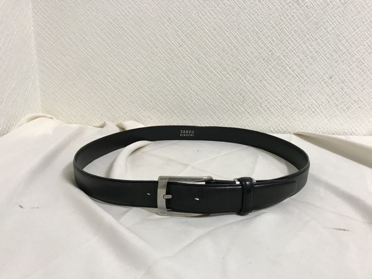 本物タケオキクチTAKEOKIKUCHI本革レザーベルトメンズレディーススーツビジネス黒ブラック拍卖