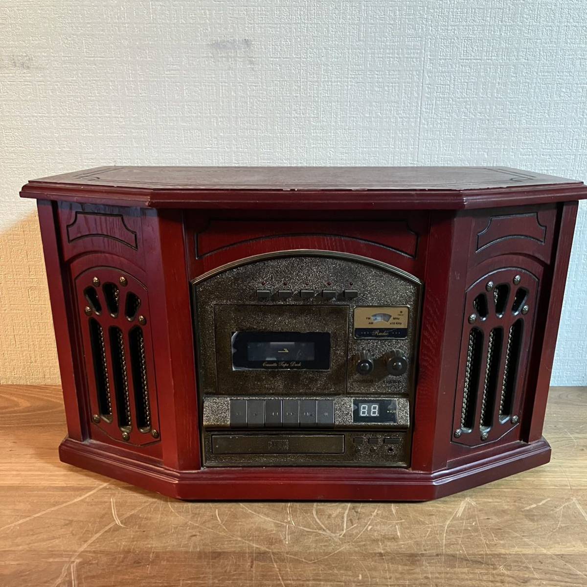 A レコード難有 メディア・プライス レコードプレイヤーCD付コンポ HS-555 AM FM ラジオ カセット CD レコード拍卖