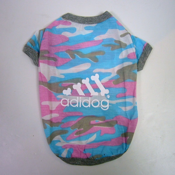 3号★送料無料・ネコポス便★小型犬Tシャツ(袖あり)迷彩adidog(ロゴ大P)拍卖