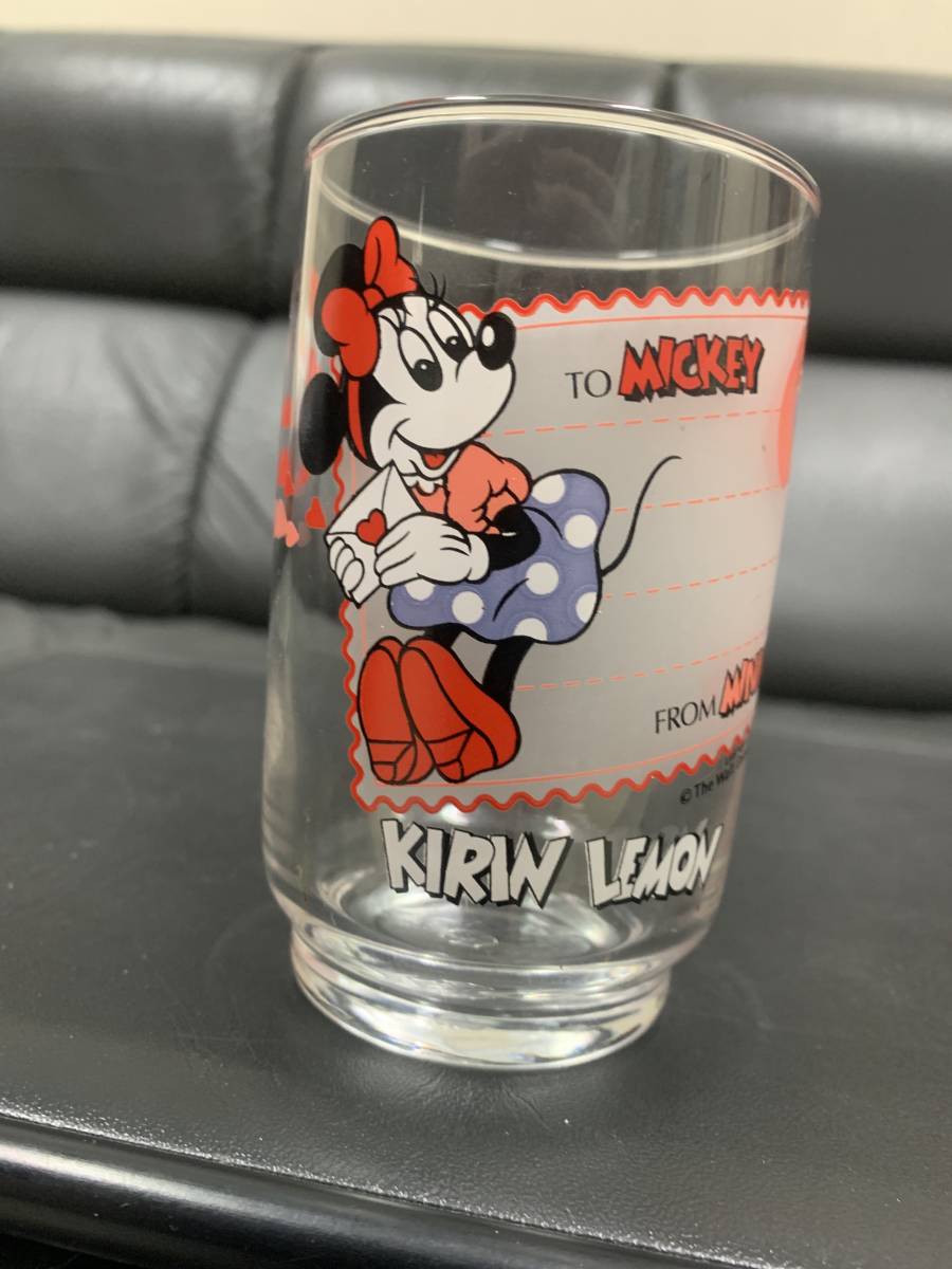 ★昭和レトロ★未使用!★キリンレモン「MINNIE ミニーマウス ガラスコップ」高さ約10.5×直径約6.2Cm ジュース(手前棚1段保管)拍卖