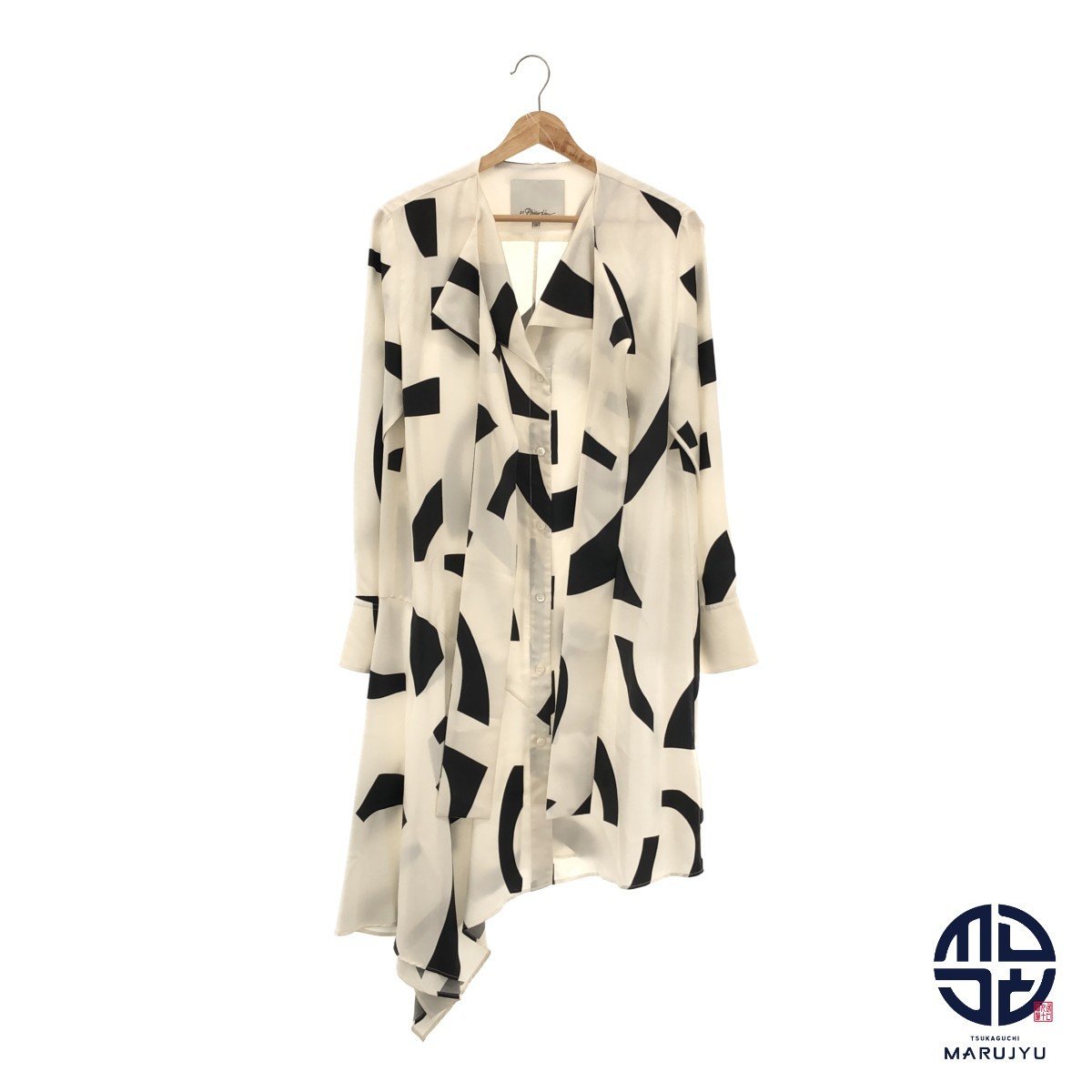 3.1PhillipLim 3.1フィリップリム F221-9870-GSP 白黒 長袖 シルクワンピース サイズXS アパレル レディース スカート拍卖