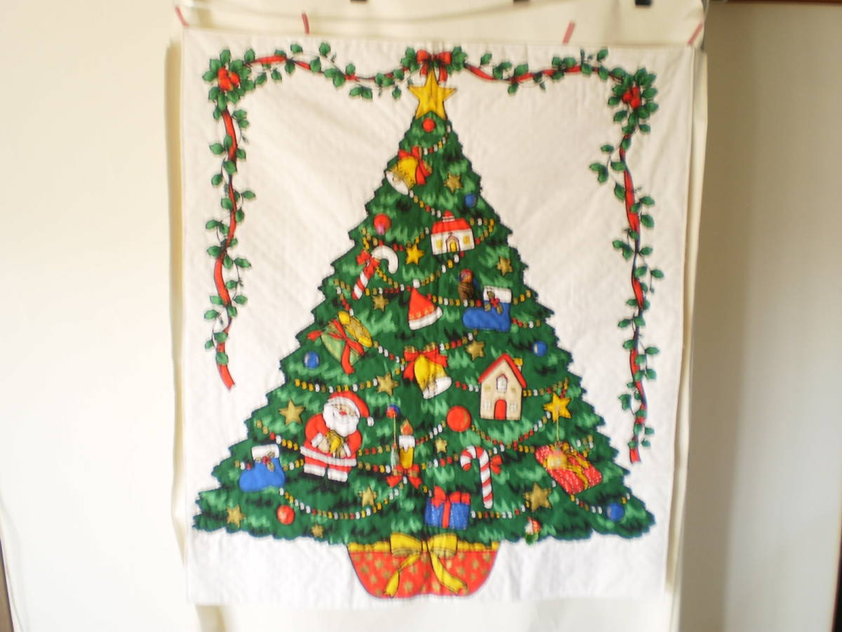 【中古・布製壁掛け】 クリスマス《 タペストリー 》 約90cm×100cm 保管品 送料込み 拍卖