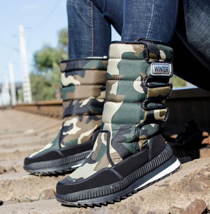迷彩 スノーブーツ メンズ  冬用  ロングブーツ 防水 防寒 スキー 裏起毛 暖かい x86拍卖