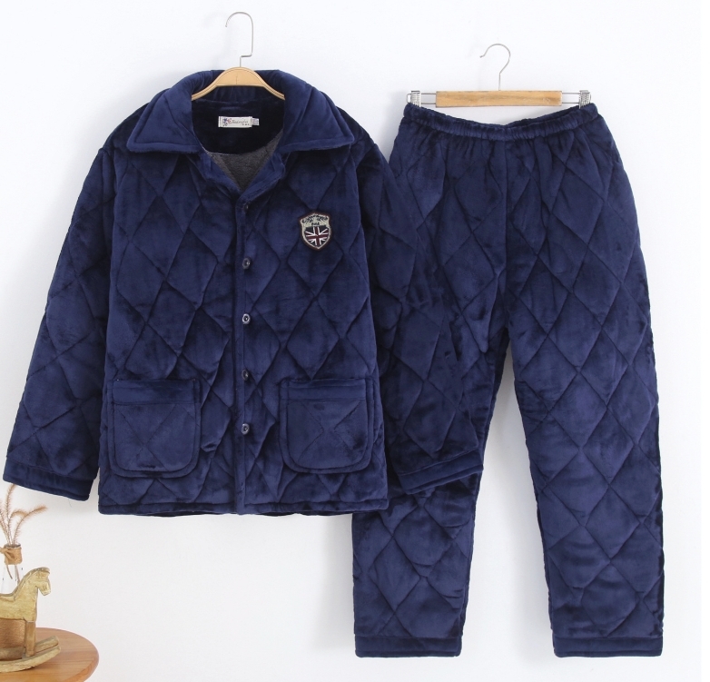 お父さん お爺さんに 部屋着 パジャマ ルームウエア 中綿入れ 綿服 室内着 前開き 上下セット 防寒 冬物 X976拍卖