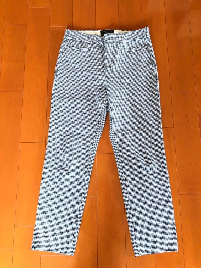 美品BANANAREPUBLICバナナリパブリックストレッチパンツスラックス白黒チェック36Sサイズ2♪綿95%ポリウレタン5%(Y)拍卖