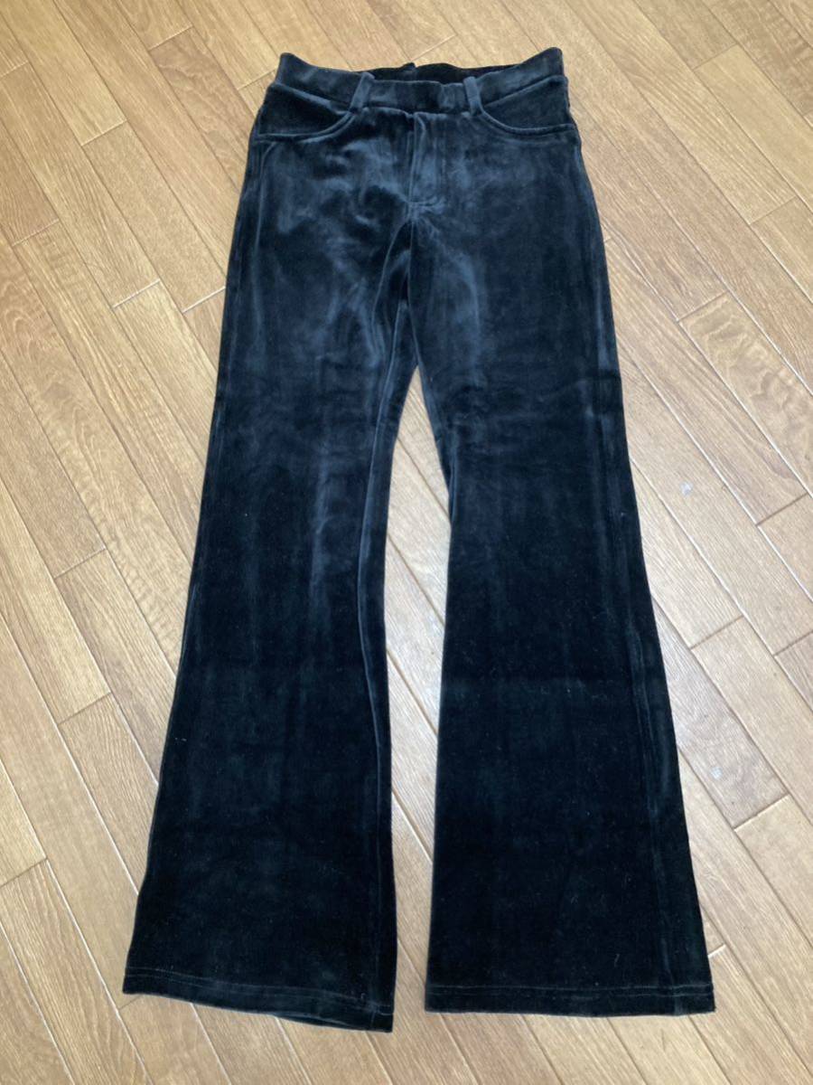 新品★美脚ベロアパンツ 黒ブラック★M拍卖
