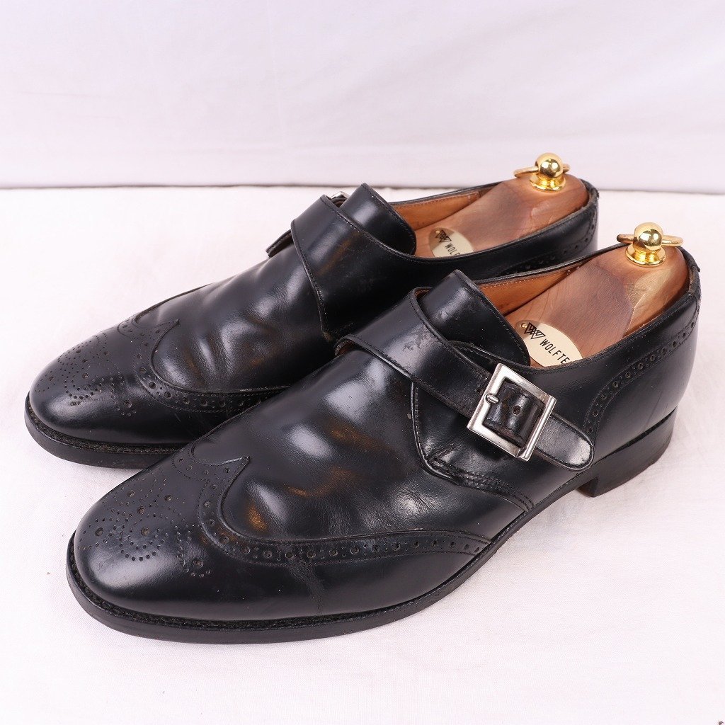 チャーチ 80 G/Church's ウィングチップ モンクストラップ ブラック 黒 イングランド 英国製 ドレス レザーシューズ メンズ 中古 ds4151拍卖