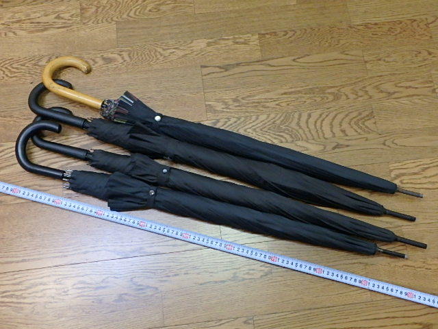140s312k 中古 雨傘 まとめて4本セットで 長傘 黒 無地 メンズ 男性用 雨具 ジャンク(北海道・沖縄・離島は発送不可)拍卖
