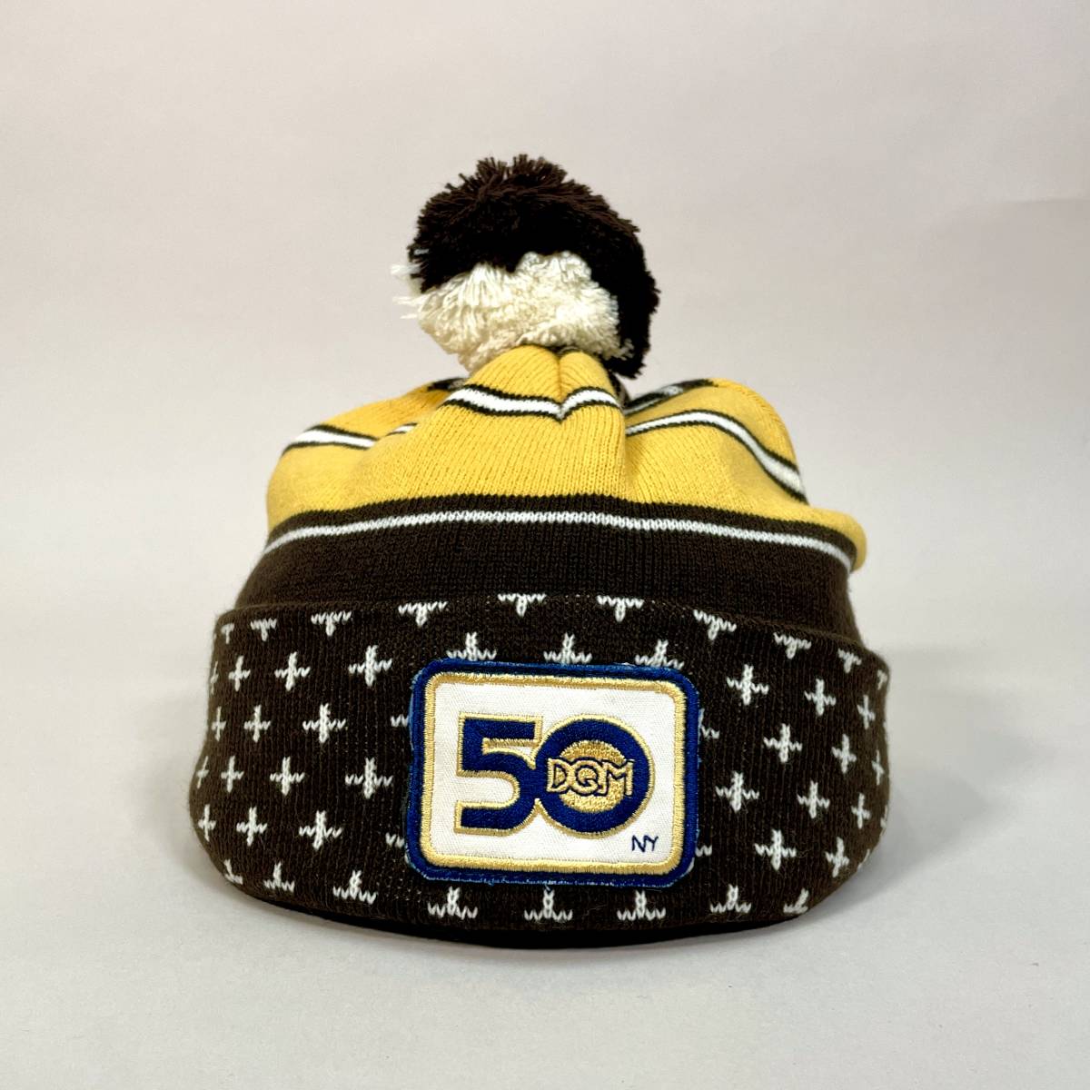 新品 DQM BEANIE SNOW 50th CAP YELLOW ディーキューエム スケート ビーニー 50th ニットキャップ ニット帽 スノーボード ポンポン拍卖