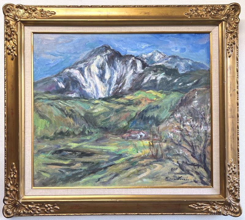 【FCP】 真作保証 田辺穣 油彩画10号 「吾妻山麗の早春(裏磐代)」 光風会会員 海洋美術協会員 財団法人盛岡橋本美術館顧問 師・藤島武二拍卖