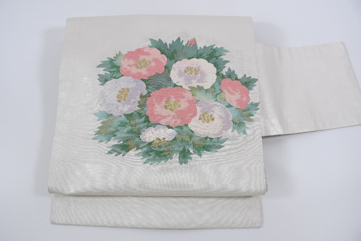 名古屋帯 花 帯丈352cm ★着物屋 ne-6932 桜庭呉服店拍卖