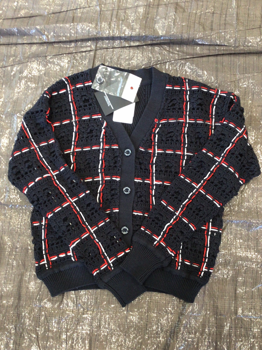 ダブルスタンダードクロージング チェック柄ニットカーディガン 0209-280-231 レディース ネイビー×ブルー×レッド Fサイズ拍卖