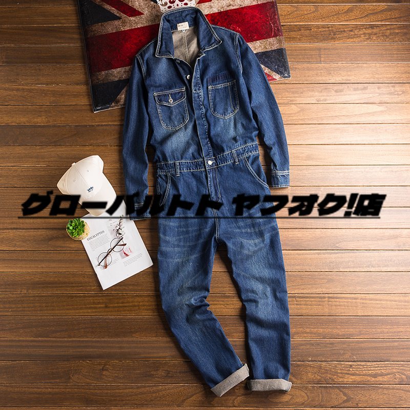 秋新品上品質メンズサロペット オーバーオール デニム つなぎ オールインワン ペインター ダメージ ワークパンツ カーゴ 個性 作業服S~3XL拍卖