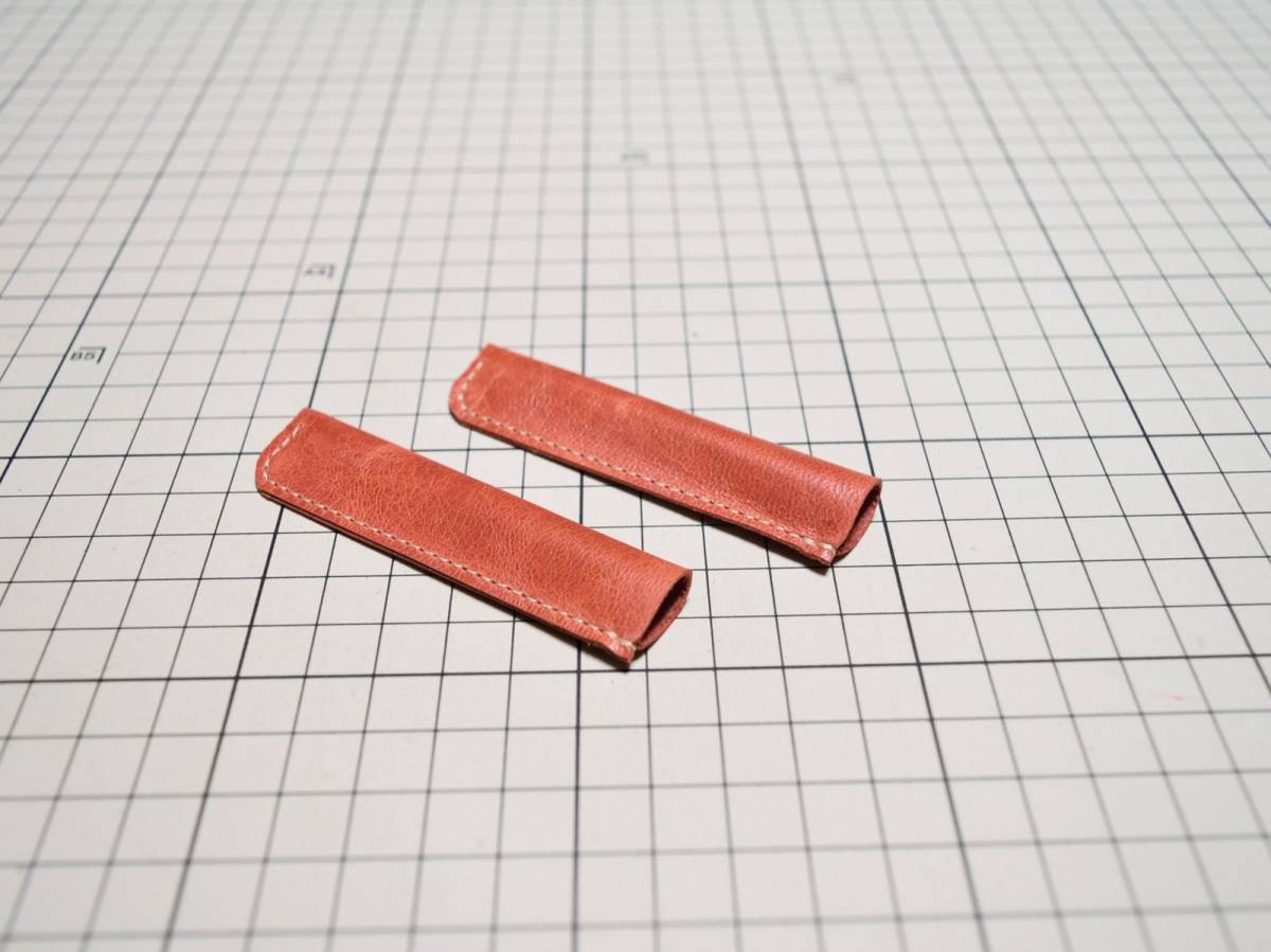 レザー◆本革 ペンキャップ ペンカバー 鉛筆 馬革 2個 3g 2 赤系拍卖