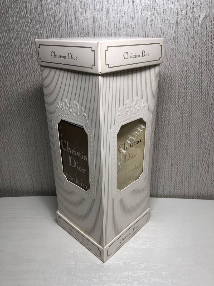 希少 レトロ Christian Dior クリスチャンディオール ガーター ストッキング ハンカチーフ 23 ナイロン クリステラ シームレス プレーン 拍卖