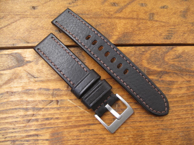 ★イタリアンレザー 時計バンド  ベルト ブラック 20mm ★ 手縫い ハンドメイド拍卖