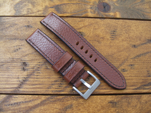 ★イタリアンレザー 時計バンド  ベルト ブラウン 20mm ★ 手縫い ハンドメイド拍卖