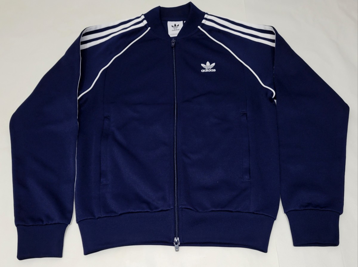 美品 00s~ adidas ATP型 トレフォイル刺繍 トラックトップ 紺 白 S 00年代 トラックジャケット ジャージ ネイビー拍卖
