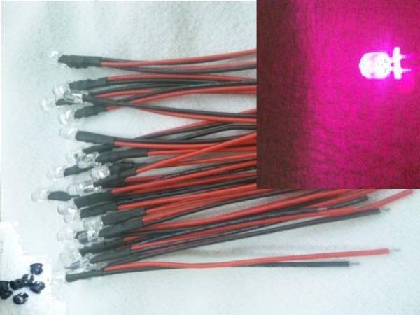 配線加工済LED ピンク10本 送料無料拍卖